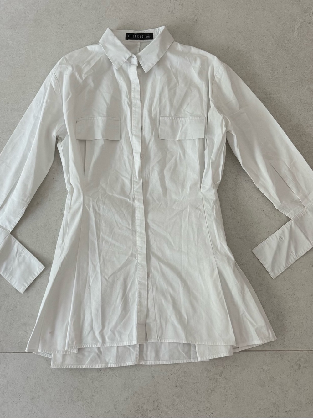 Lioness White Long Sleeve Button Shirt Dress
